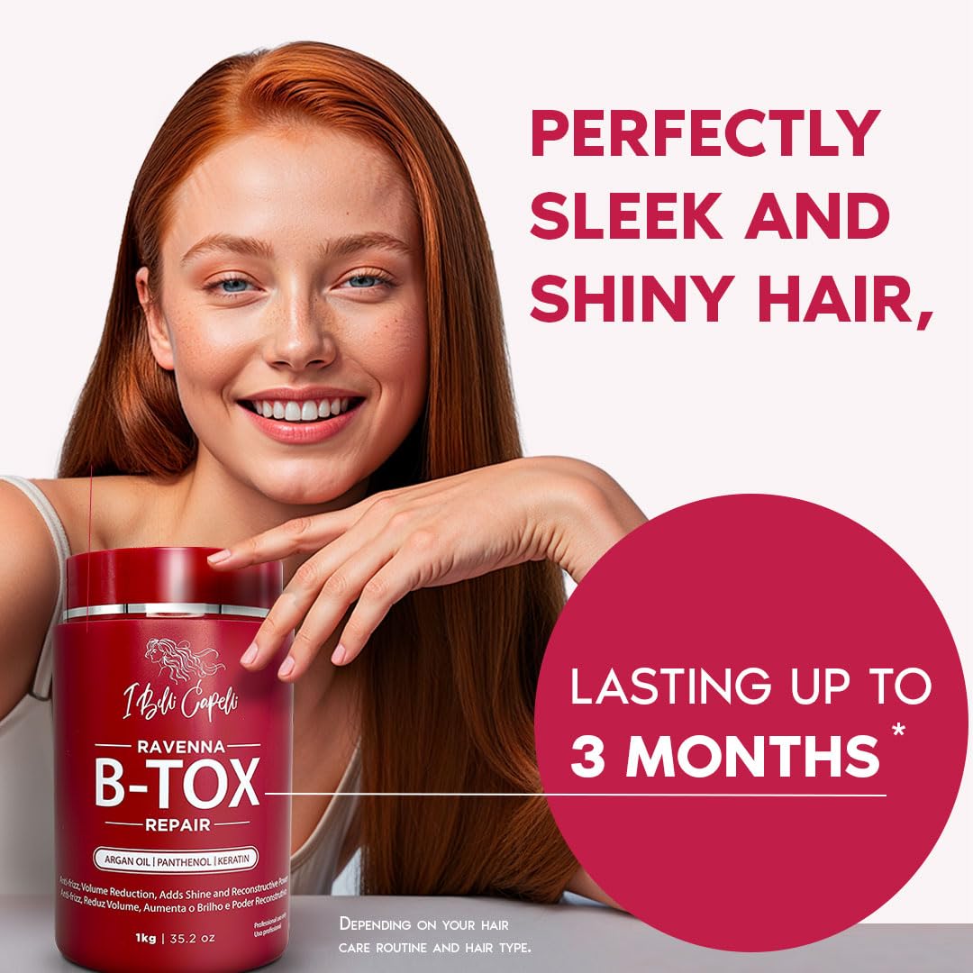I Belli Capelli Ravenna Hair Treatment Kit- 1kg/35.02 oz B-tox Hair Mask + 300ml/10.1 fl.oz Anti-Residue Shampoo- Repair & Clarifying Shampoo for Longer Effect