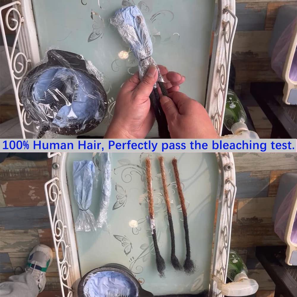6 Inch 0.4cm Thickness Dreadlock Extensions Human Hair 30 Strands Locs Extensions Real Human Hair, Natural Black for Women Men Kids Full Handmade Permanent Locs Can Be Dyed and Bleached