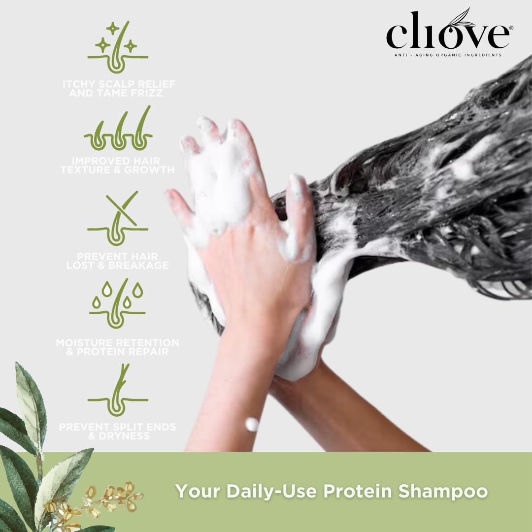 Cliove Shampoo | Hair Moisturizing Keratin Protein Treatment Infused with Argan Oil and Olive Oil | Anti Frizz Shampoo for Curly Wavy, and Straight Hair |16oz
