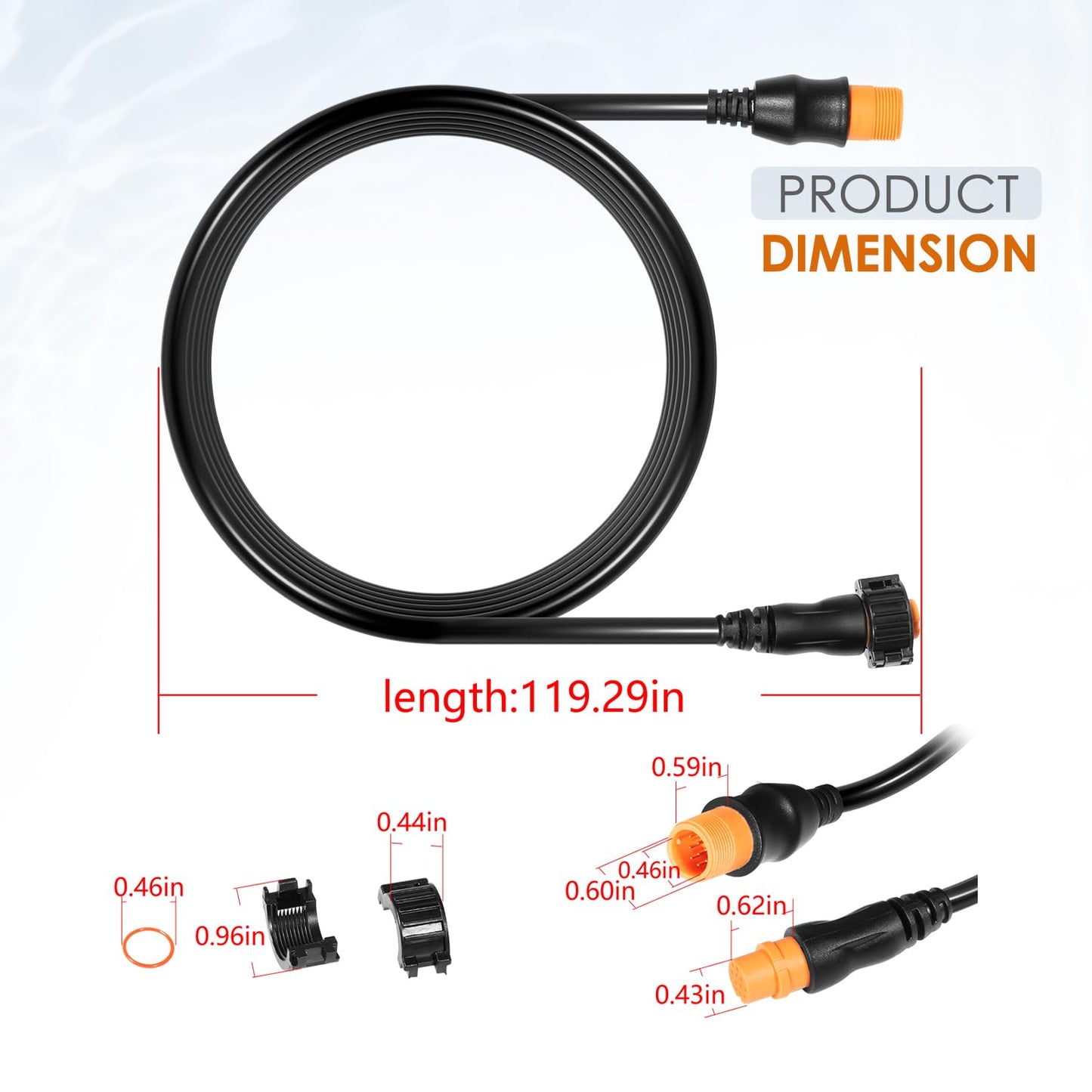 ZEZHIMI Replacement for 010-11617-32 12-Pin Extension Cable for Garmin Scanning Transducers (10 feet)