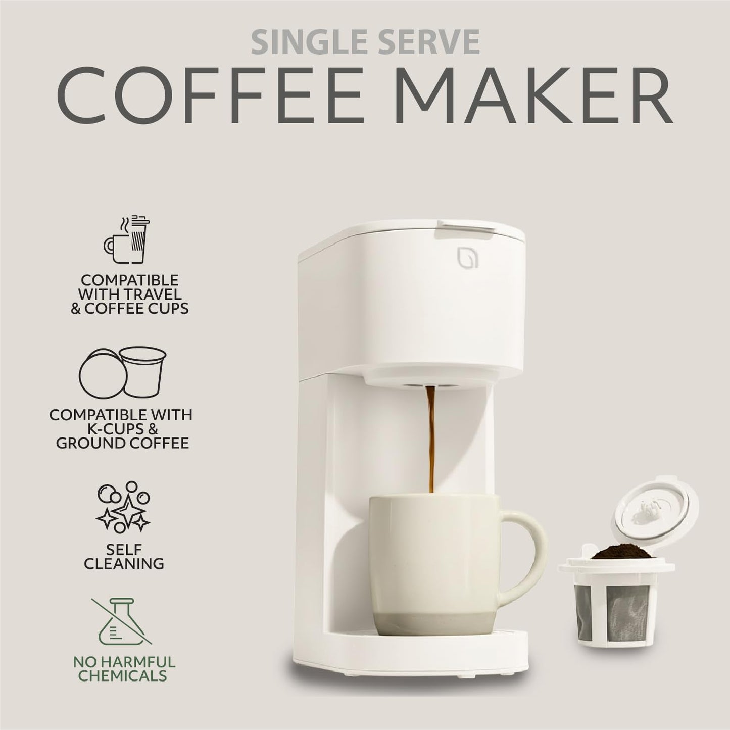 WILLOW K-Cup Coffee Maker, Single Serve Coffee Maker with 6 to 12oz Brew Size & Strong Brew Option, Single Cup Coffee maker made with 99% PCR Recycled Plastics, Coffee Machine