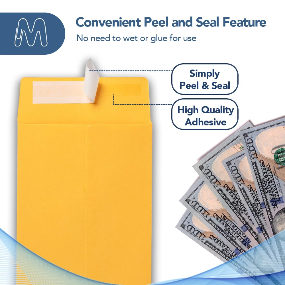 MOS #7 Gold Coin Envelopes 3.5 x 6.5 Inch 550 Pack — Self-Seal Yellow Money Envelopes for Cash, Budgeting, Savings Challenges, Seed Storage, Small Parts