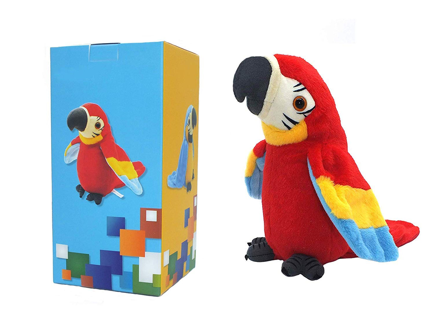 QDD Talking Parrot Repeats What You Say Mimicry Pet Toy Plush Buddy Children Gift (Red)