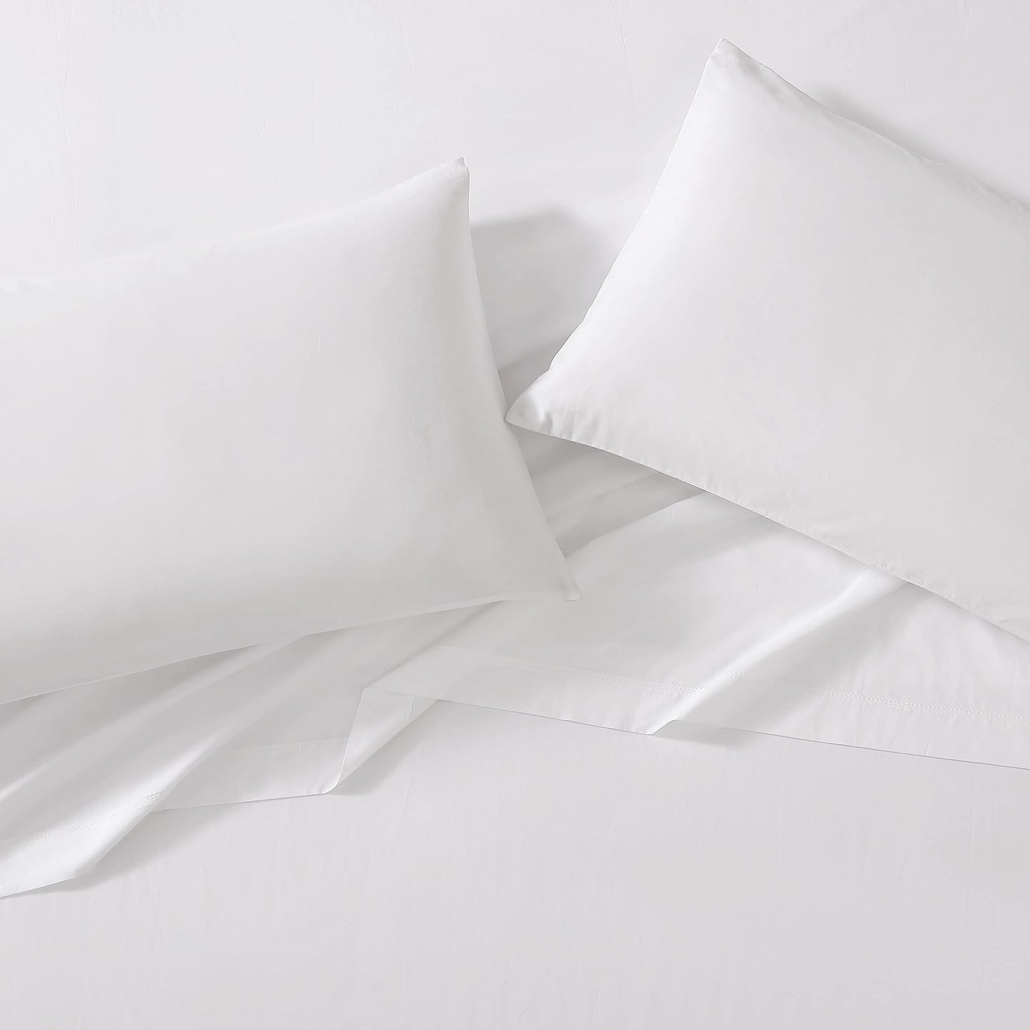 Laura Ashley - Queen Sheet Set, Cotton Percale Bedding Set, Crisp & Cool Home Decor (Solid White, Queen)