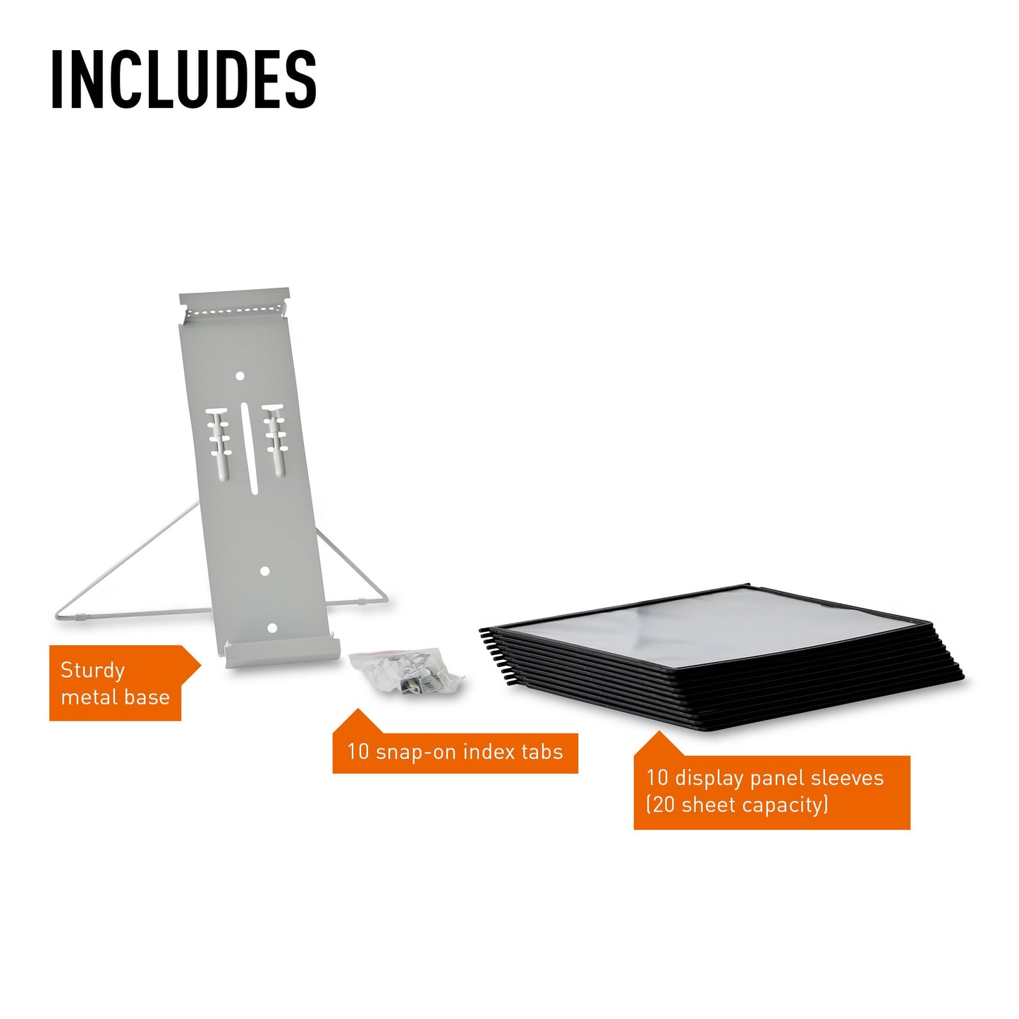 Durable Instaview20 Pocket Expandable Desktop Reference System - Letter Size 10 Double-Sided Panels - Black Color Borders