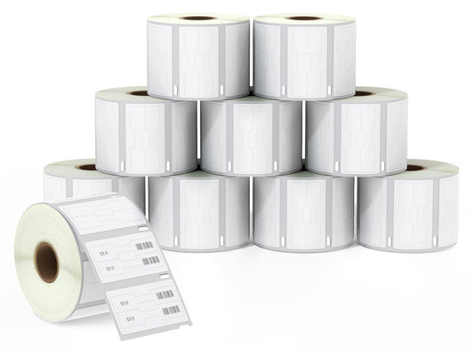 BETCKEY - Barbell Style Jewelry/Price Tag Labels Replace for DYMO 30299 (3/8" x 3/4") - Compatible with DYMO Labelwriter 450, 4XL & Zebra Desktop Printers [10 Rolls/15000 Labels]