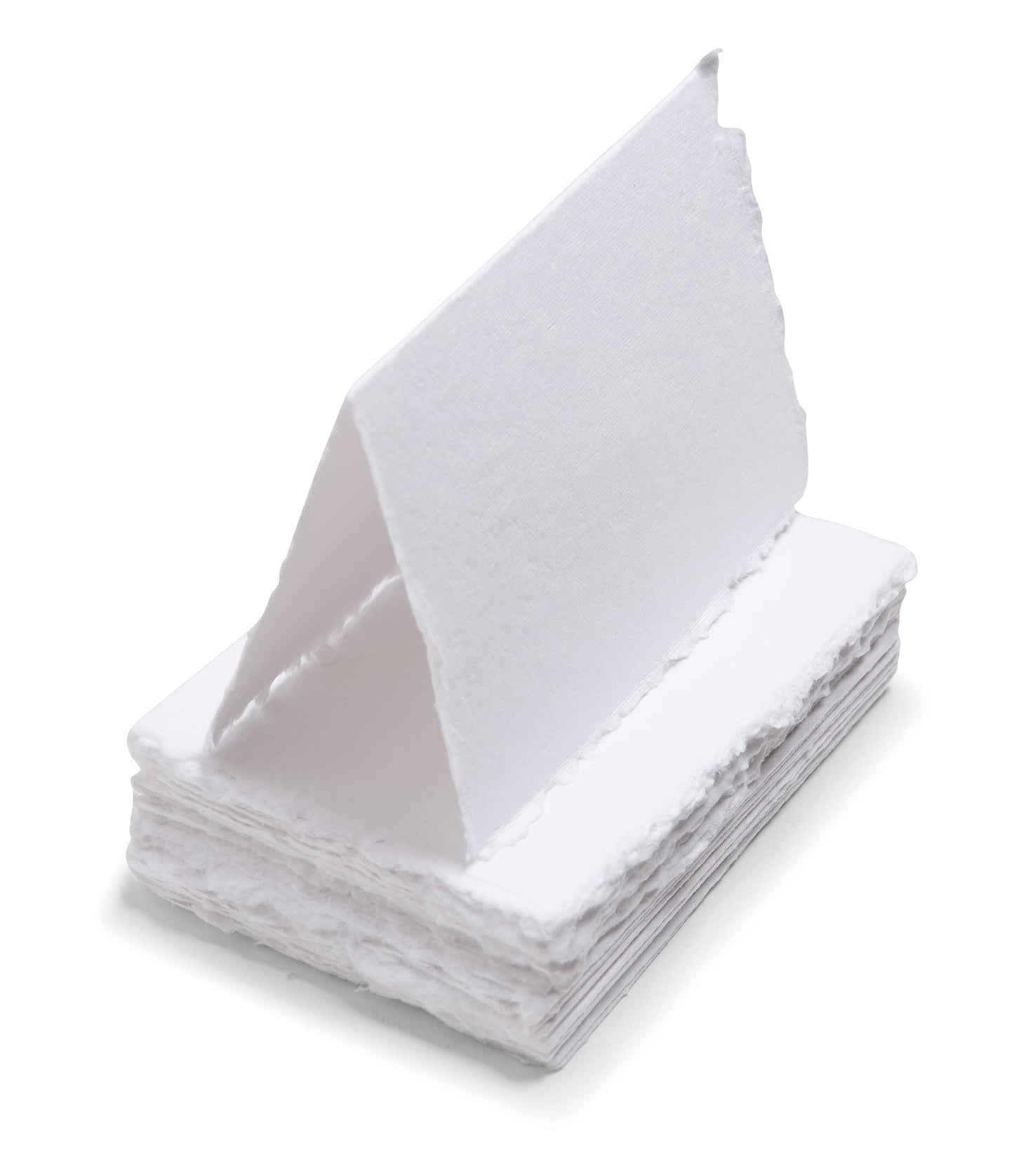 Wanderings Handmade Deckle Edge Tent Cards – Folded to 5" x 7" (12.5 x 18cm) – 150 GSM - 25-Pack – Textured Cotton Paper – Placecards, Blank Name Cards, Table Settings, Gift Tags, Love Notes