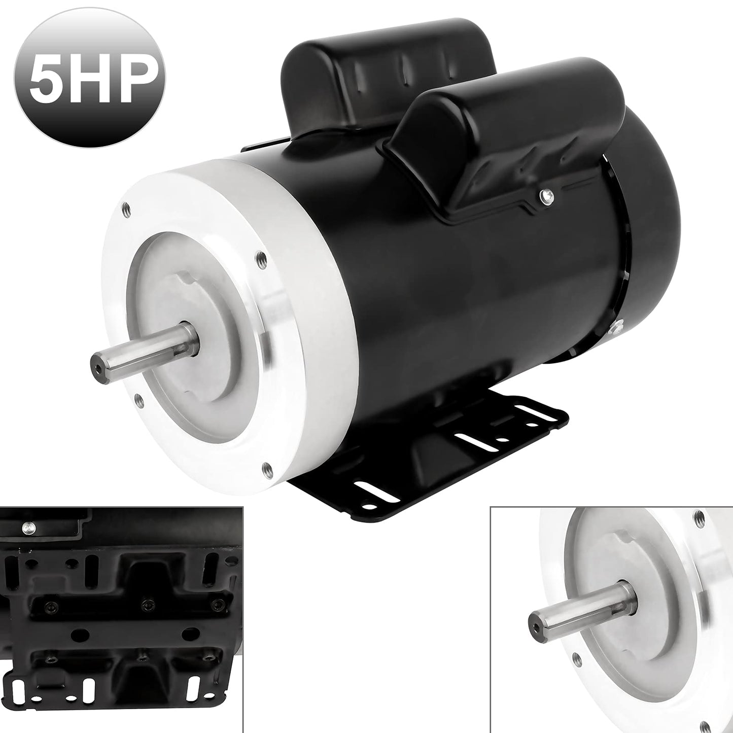 5HP Electric Motor 3450RPM General Purpose Single Phase Motor 208-230V 56C Frame 5/8" Shaft Diameter 60HZ TEFC