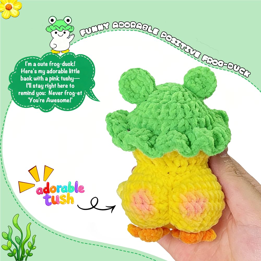 9Pcs Emotional Support Positive Crochet Animals Duck Turtle, Motivational You’re Awesome Gift for Women Men Coworkers Friends Employee Uplifting Mini Knitted Crochet Plushies Easter Basket Stuffers