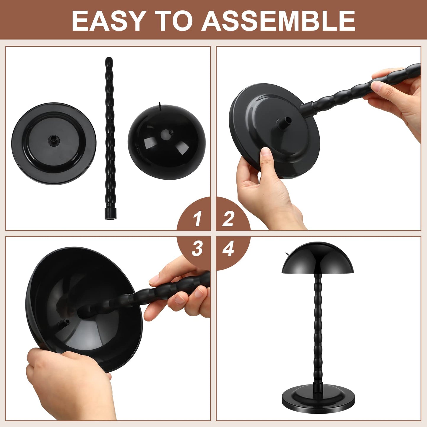 Reginary 8 Pieces Wig Head Stand for Multiple Wigs Mannequin Head 13.8 Inch Portable Hat Display Stand Travel Wig Holder for Styling Non Slip Stable DIY Practice Hat Holder(Black)