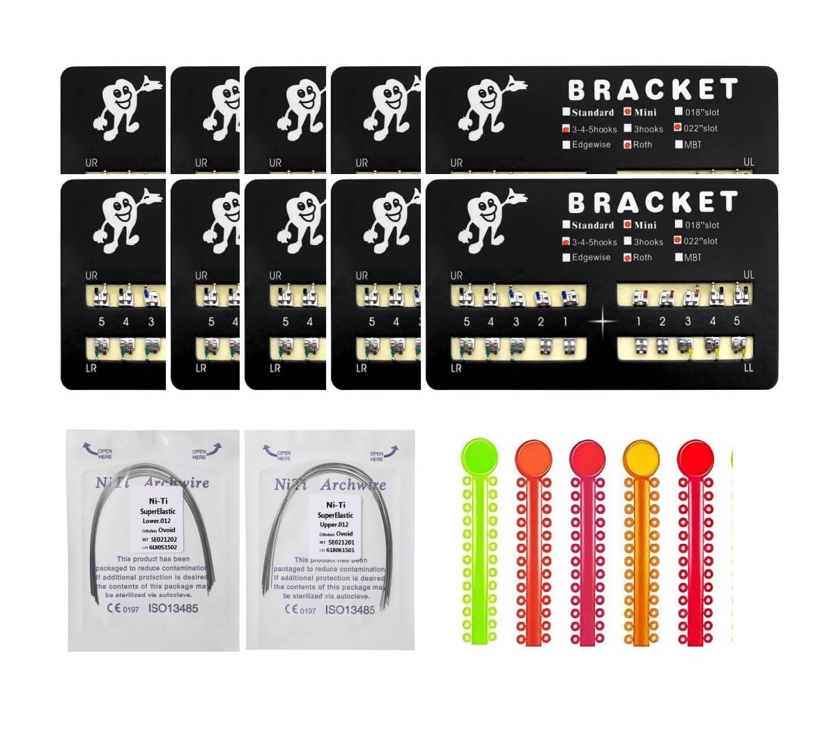 2BDENT Dental Braces Kit Orthodontic Metal Braces Kit, Orthodontic Ligature Ties Kit