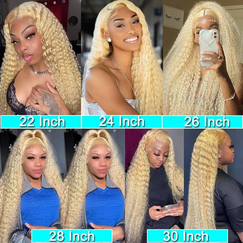 613 Lace Front Wig Human Hair 180% Density Blonde Wig Human Hair Wet and Wavy Wigs for Black Women Glueless HD Lace Frontal Wig (28 Inch)