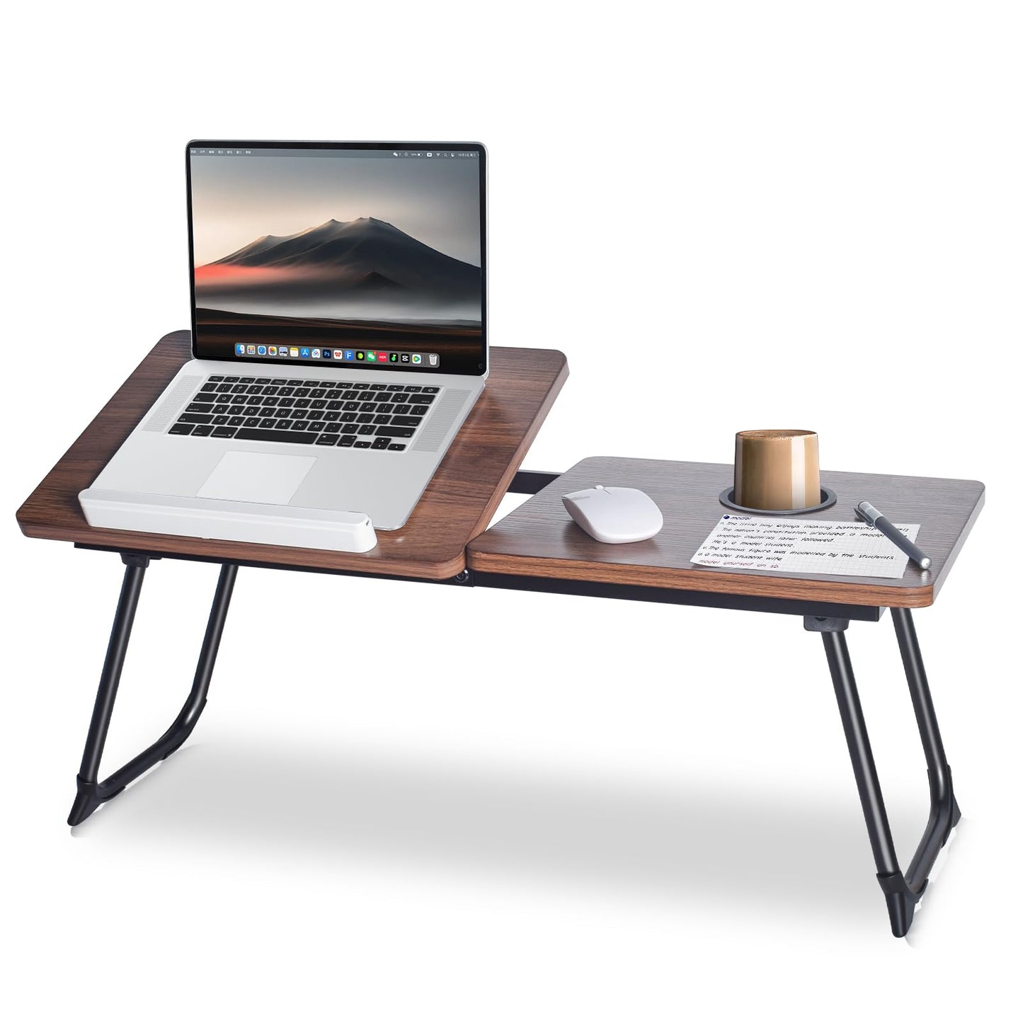 28.6" Foldable & Adjustable Laptop Bed Tray Table - Extra Large Portable Lap Desk with Phone Holder & Cup Holder, Lightweight & Sturdy for Working, Eating, Reading, Writing in Bed, Couch, Floor