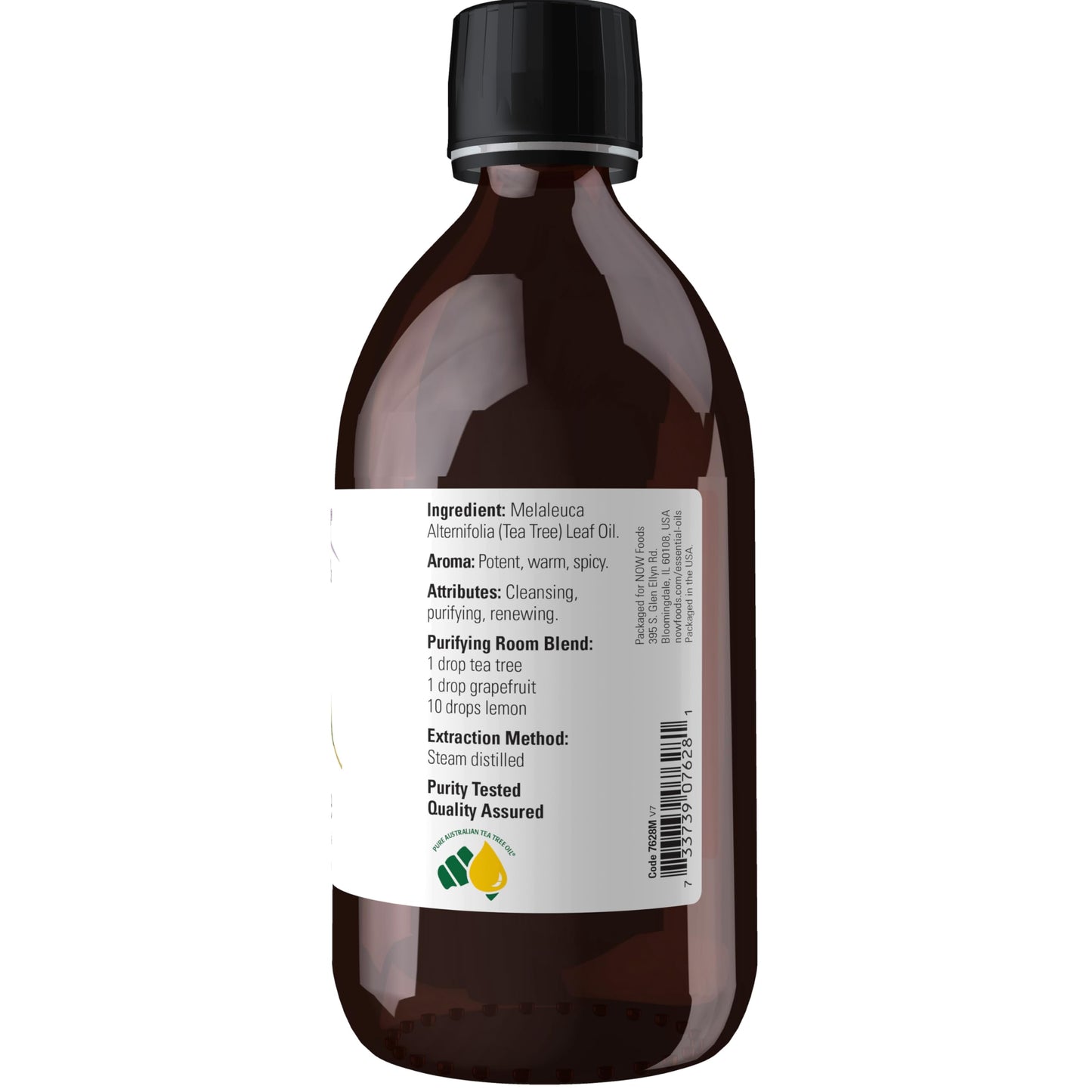 NOW Foods Essential Oils, Tea Tree Oil, Cleansing Aromatherapy Scent, Steam Distilled, 100% Pure, Vegan, Child Resistant Cap, 16-Ounce