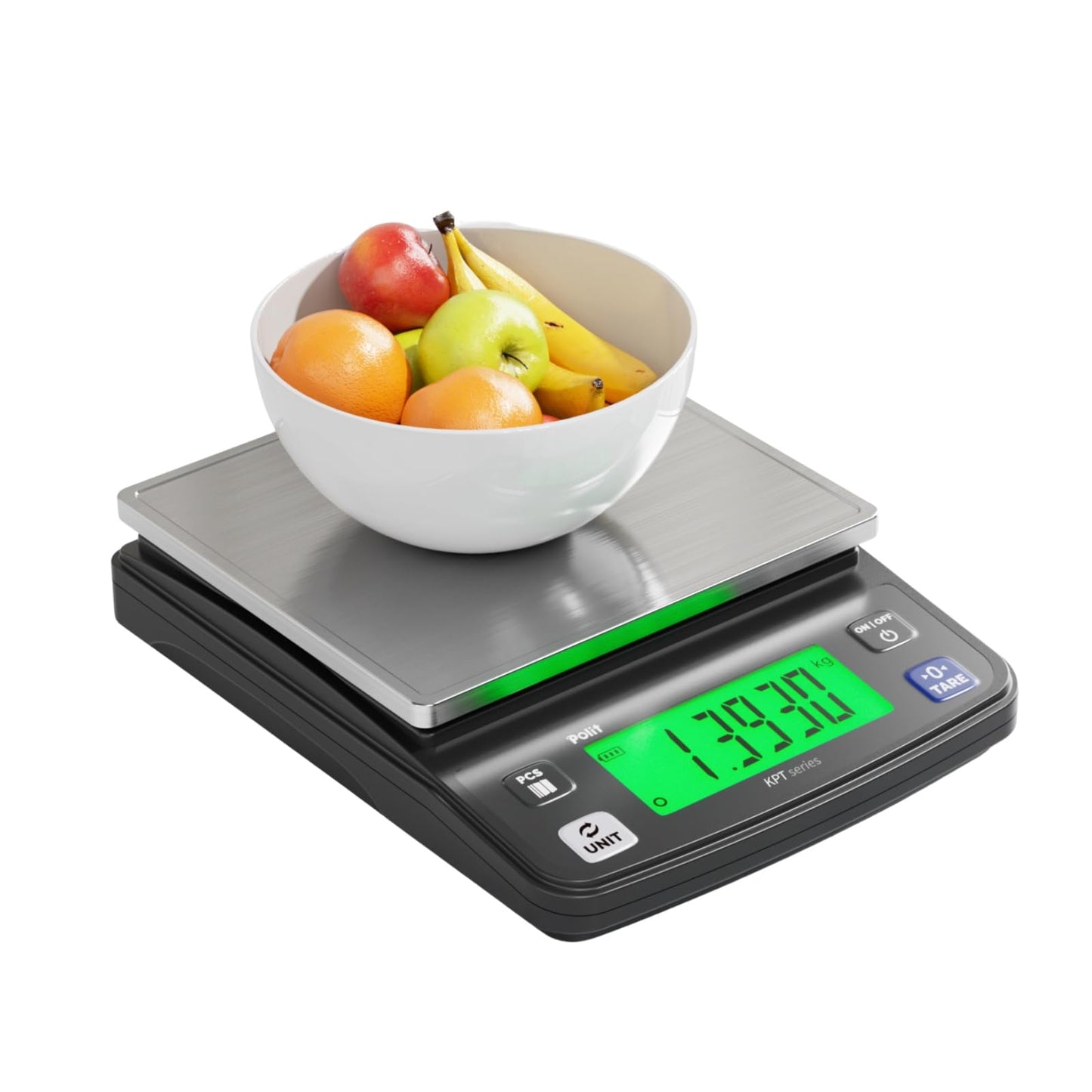 Polit Food Kitchen Scale KPT, 13lb/6Kg Digital Kitchen Scale Weight Grams Ounces 0.5g/0.01oz Accuracy, Premium Stainless Steel with LED Display, 4 Units for Baking and Cooking (Power Adaptor Included)