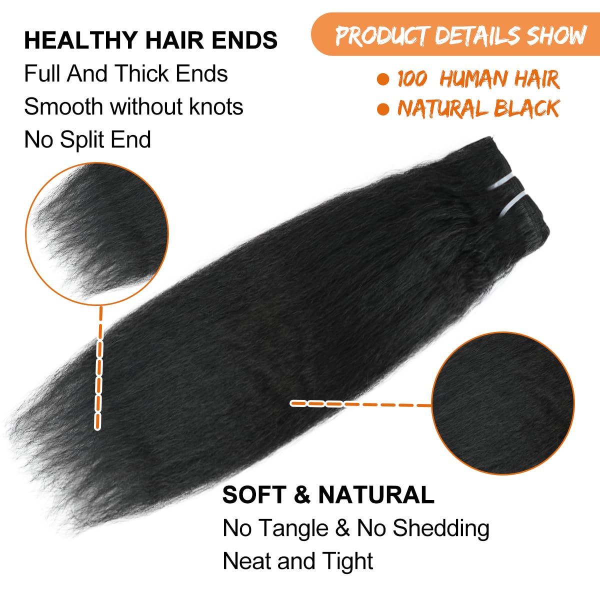 Kinky Straight Clip ins 18 Inch Clip in Hair Extensions Real Human Hair Yaki Straight Clip ins for Black Women Full Head Brazilian Remy Hair Extensions Double Weft 8Pcs 100g 20 Clips