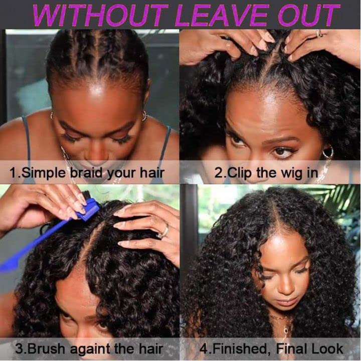 PRIMELACE V Part Wig Human Hair 20 inch Kinkycurly Wig Human Hair Upgrade UPart Human Hair Wig Brazilian Curly V Part Wig 180% Density No Leave Out No Glue