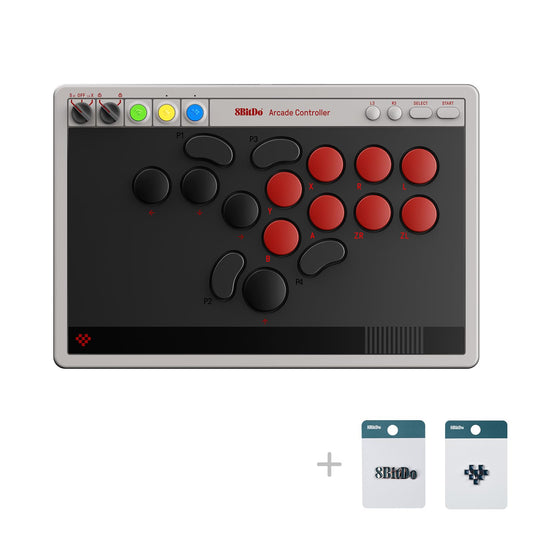 8Bitdo All-Button Arcade Controller for Switch/Switch 2 & Windows – Bluetooth, 2.4G, Wired Connectivity, Low-profile Mechanical Switches, 4 Programmable Buttons with fast-mapping, Hot-swappable PCB