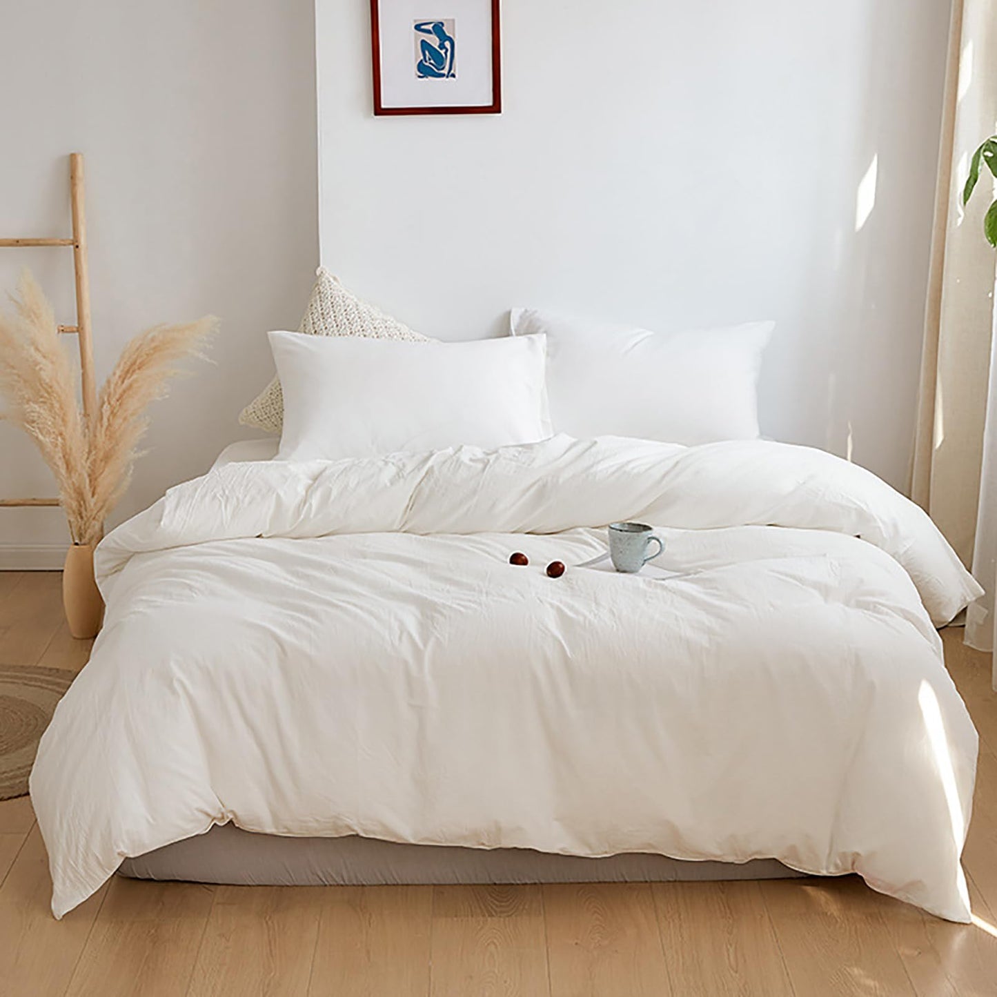 White Comforter Sets Queen Pure White Bedding Comforter Queen Size Quilts Blanket Ultra Soft Breathabe Solid Bedding Set for Women Men Adults Teens