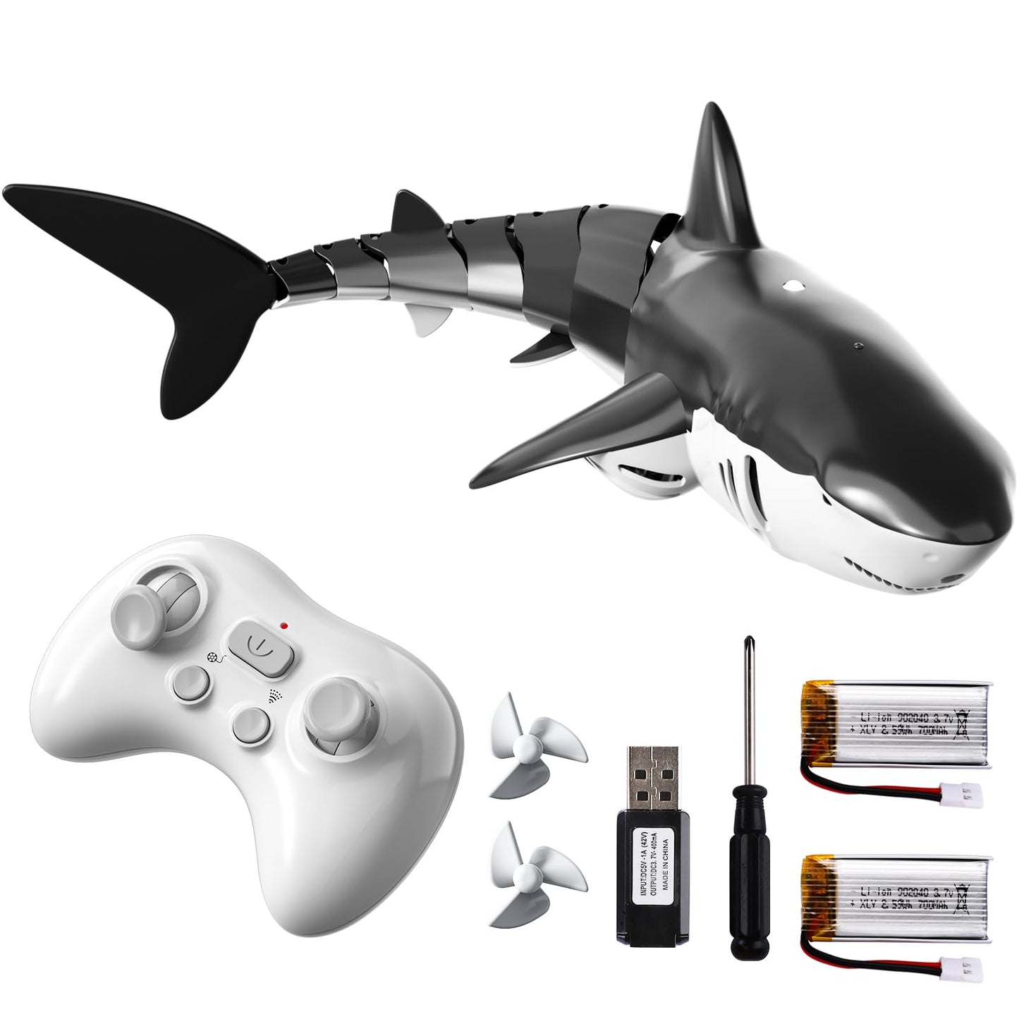 Bennol 2.4Ghz Remote Control Shark Toys for Boys Kids, 1:18 Scale High Simulation Shark for Pool, Electric RC Sharks Fish Toys with Light & Spray Water Function for 4 5 6 7 8 9 Year olds Kid Boys