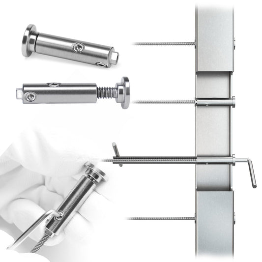 [Patent] Muzata 10 Pack 1/8" Swageless Invisible Cable Railing Kit Hardware Swageless Fittings Tensioner Hidden for 2"x2" Metal Post T316 Stainless Steel Deck Cable Railing System CB04