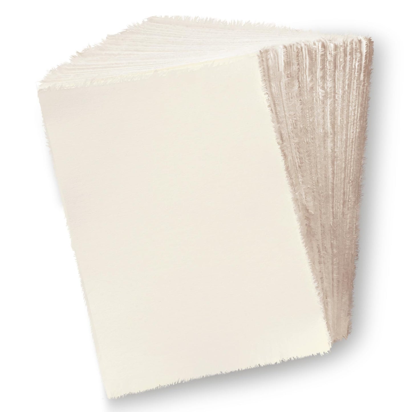 Motiskyy 100 Sheets Cream Deckle Edge Paper 5.8" x 8.3" Acid Free Cotton Paper 160gsm for Printing, Watercolor, Scrap Booking, Crafting