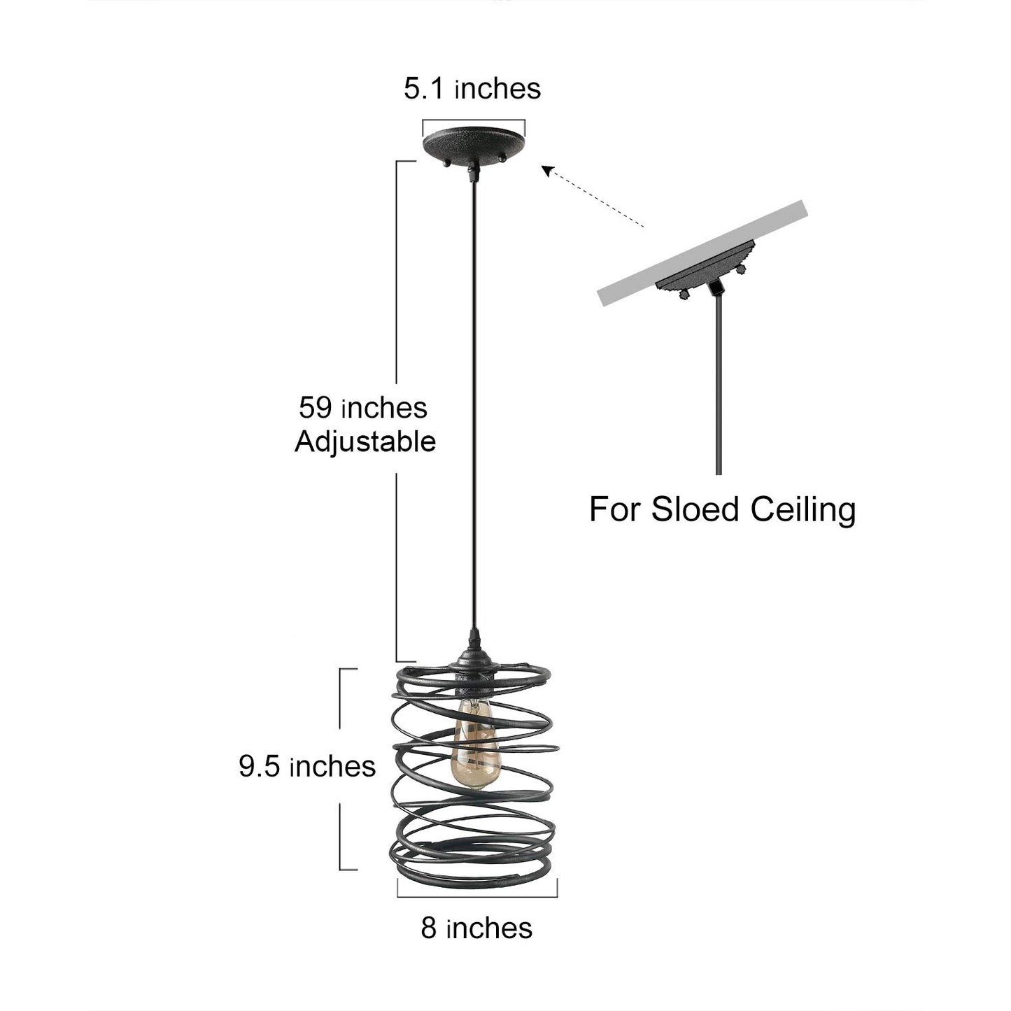 LNC Pendant Lighting for for Kitchen Island，Rustic Farmhouse Brown Rust Cage Hanging Lamp, Antique Silver Black, A03292