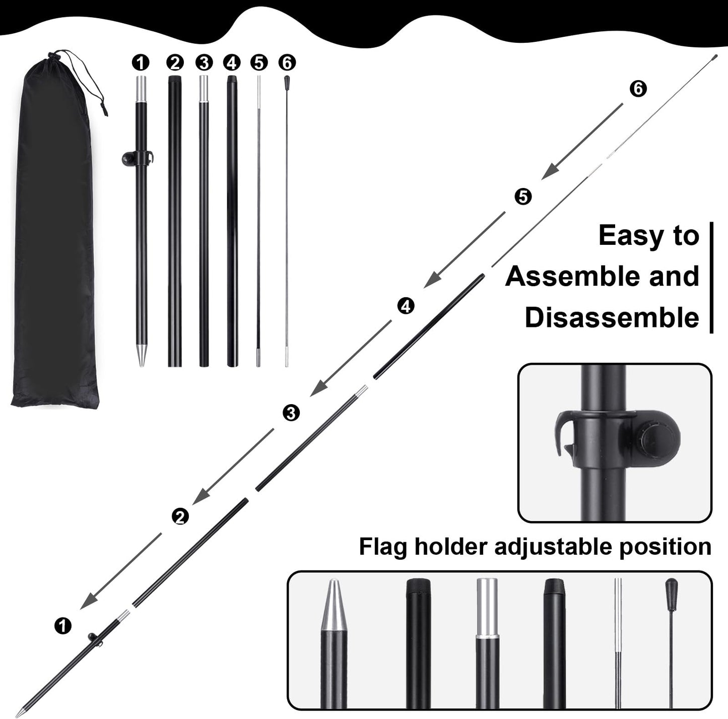 Buryeah 2 Sets Hot Dogs Feather Flag Kit 7 x 5.4 ft Hot Dogs Swooper Flag Pole Kit with Pole Ground Stake and Portable Bag Hot Dog Sign for Restaurant Advertising Business Outside Ground (Black)