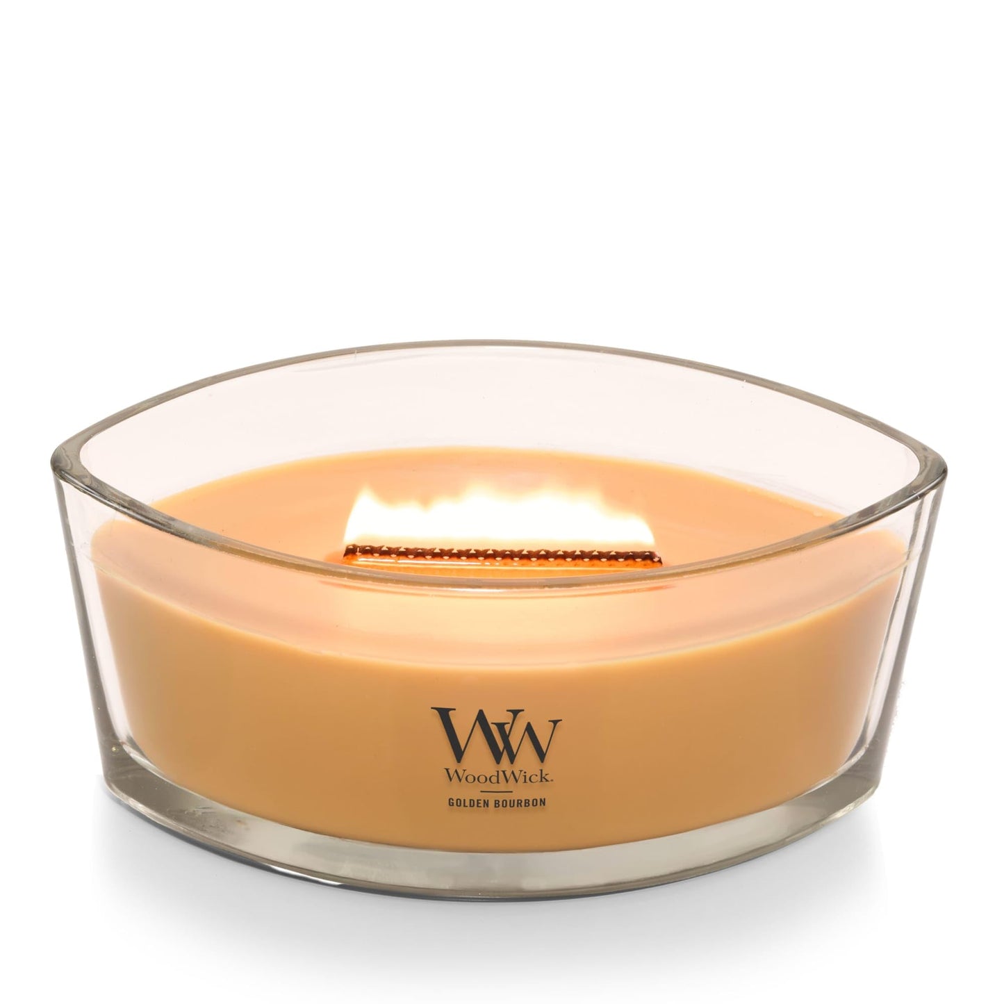 WoodWick Golden Bourbon Holiday Candle Gifts for Women and Men, 16 oz Ellipse Candle with Crackling Wick