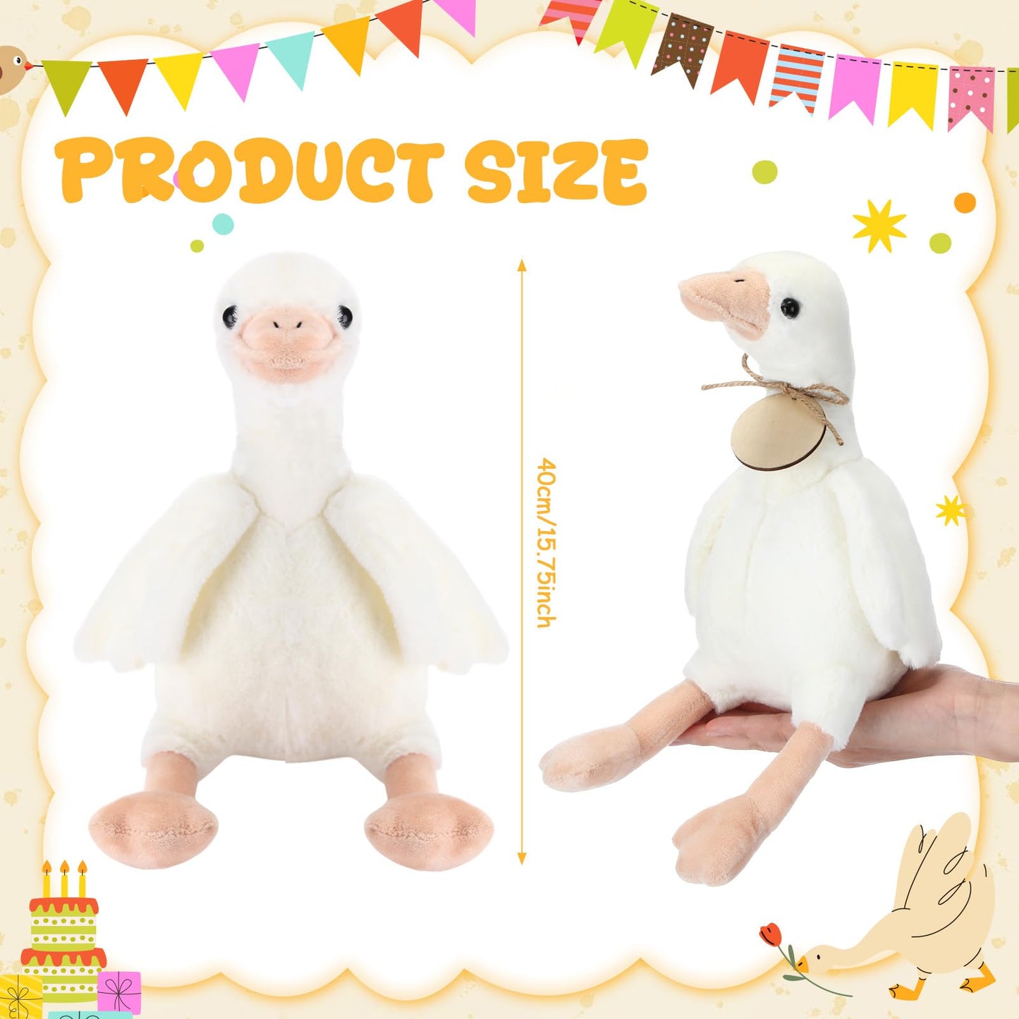 HyDren 33 Pcs Adopt Pet Party Favors Include Adoption Sign 8 Animal Adoption Certificate 8 Plush Pet Stuffed 8 Birthday Hats 8 White Paper Boxes for Adopt a Animal Birthday Party Favor (8 Goose)