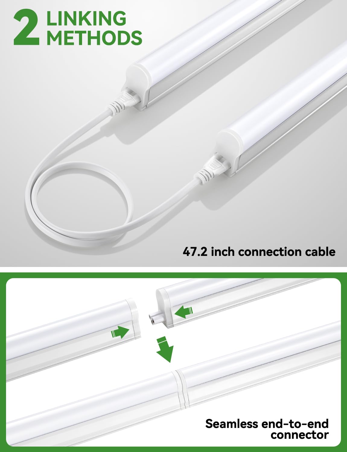 YULINKCO 4FT LED Shop Lights, 2300LM 6500K Bright White LED Integrated Fixture, 20W Linkable Garage Light, Ceiling and Cabinet Light with ON/Off Switch, Workshop, Basement, FCC Certified, 4 Pack