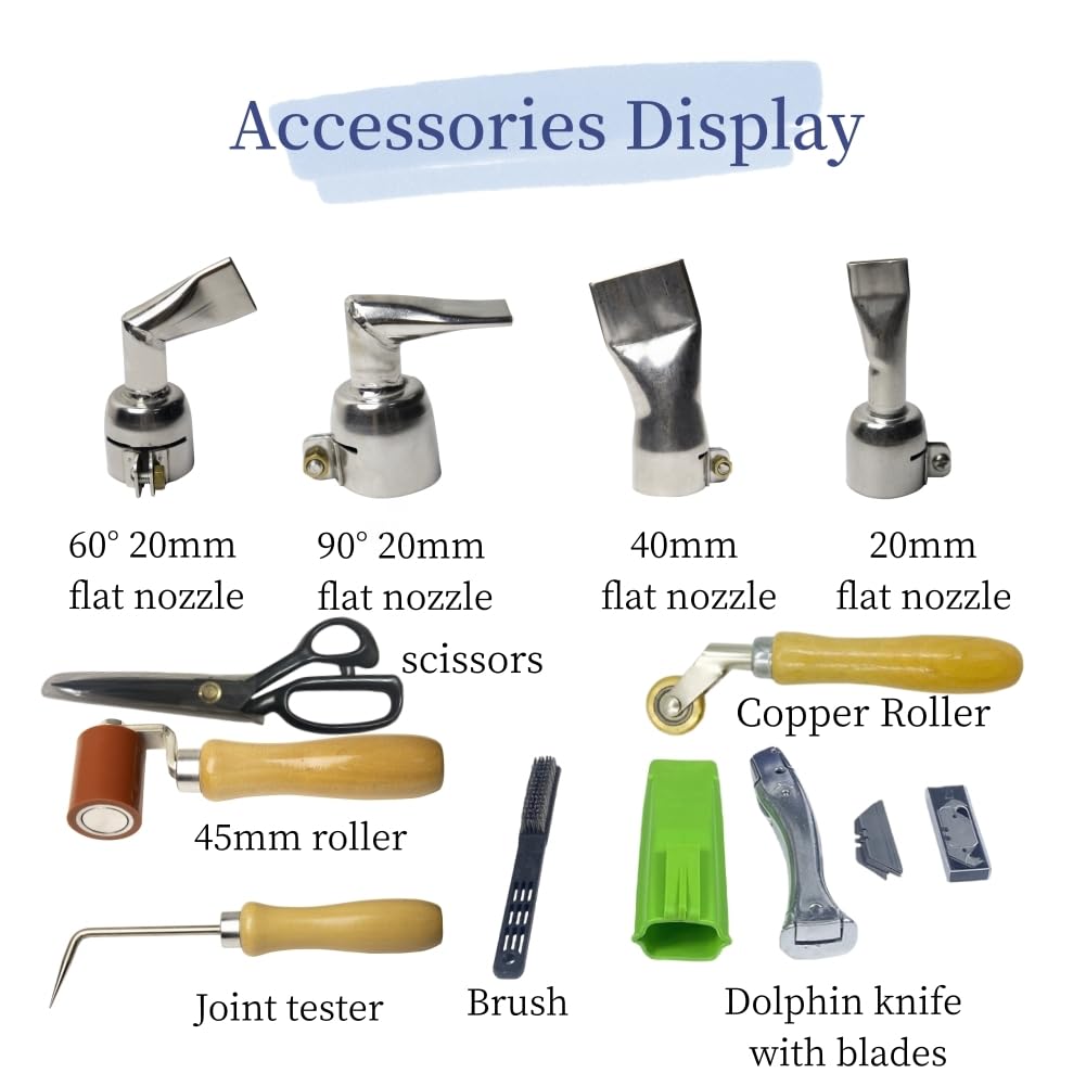110V Weldy 1600W Professional Hot Air Equipment Hot Blast Torch Overlap Air Welding Gun Welder Pistol Tool Hot Air Gun (Weldy heat gun set)