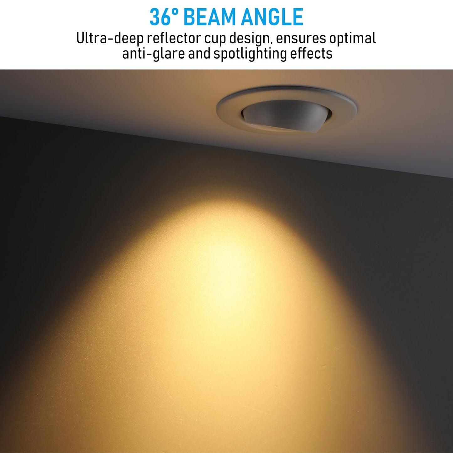 TORCHSTAR 6 Inch 5CCT LED Gimbal Retrofit Recessed Light Dimmable, 2700K/3000K/3500K/4000K/5000K, 12W CRI90 Directional Eyeball Can Light, Swivel Adjustable Spotlight Downlight ETL, Pack of 4