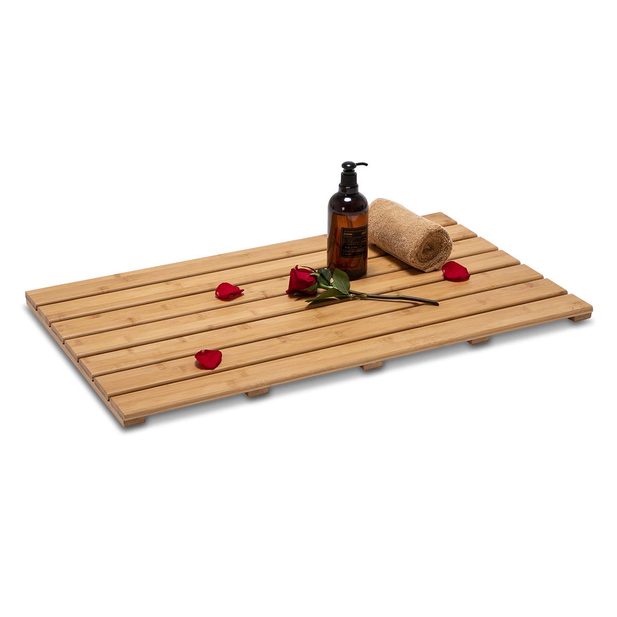 GOBAM Bamboo Bath Mat, Extra Large, 31.50 x 18.35 x 1.3 inches - Non-Slip Floor Mat for Bathroom, Spa, Sauna, Kitchen, Indoor & Outdoor Spaces, Shower Mat for Bathroom Decor - Natural