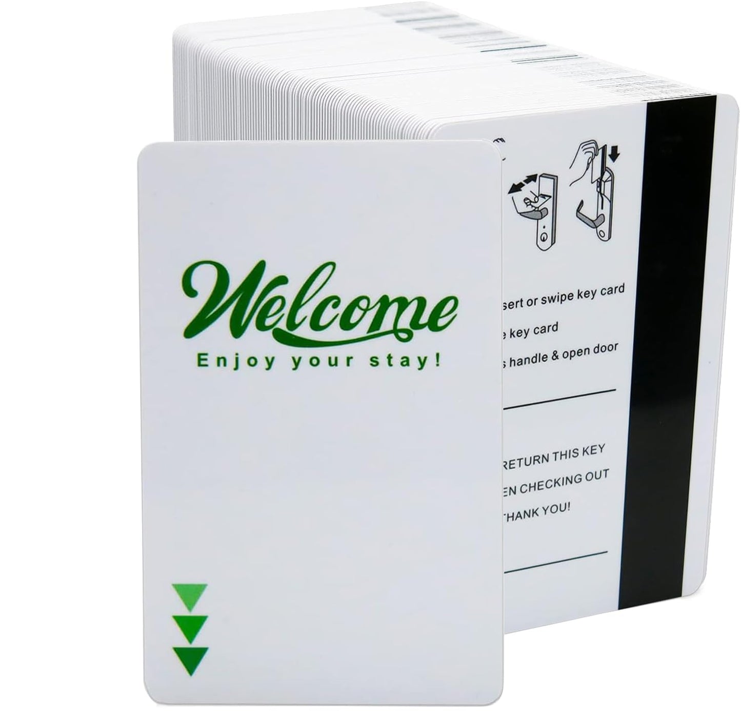 Gialer 250 Pack Hotel & Motel Key Cards Welcome Enjoy Your Stay Card Magnetic Strip Door Card(Green)
