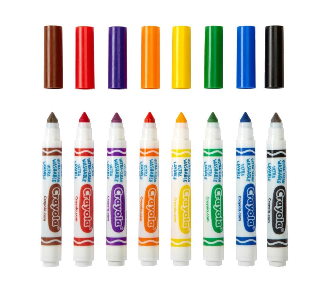 Crayola Broad Line Washable Markers - 200ct (8 Colors), Kids Bulk Classroom Art Markers for School, Back to School Essentials, Teacher Classroom Must Haves