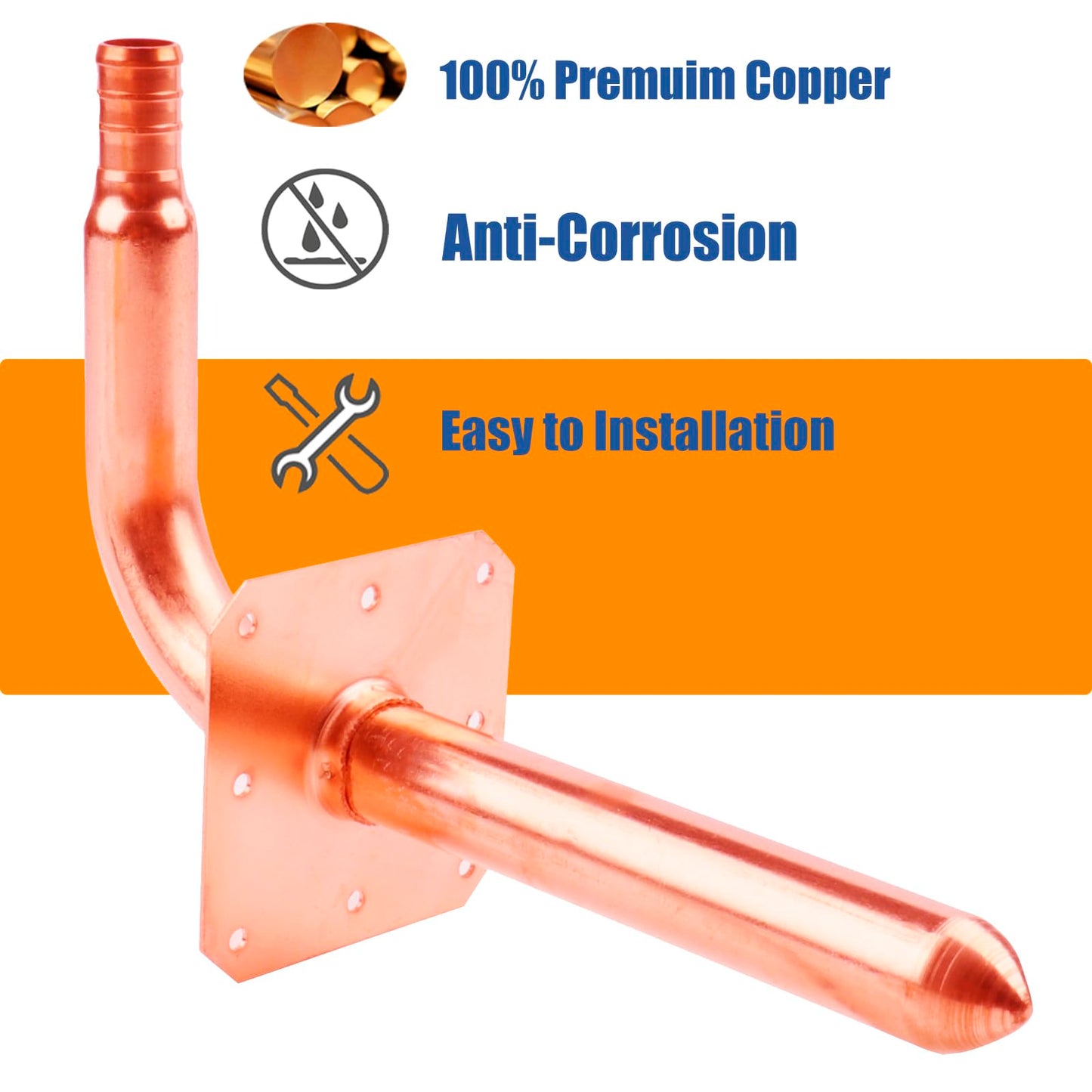 WHK 10 Packs 1/2 Inch Copper PEX Stub Out Pex-B Copper Stub Out Elbow with Wall Flange with Wall Flange 1/2" x 6"