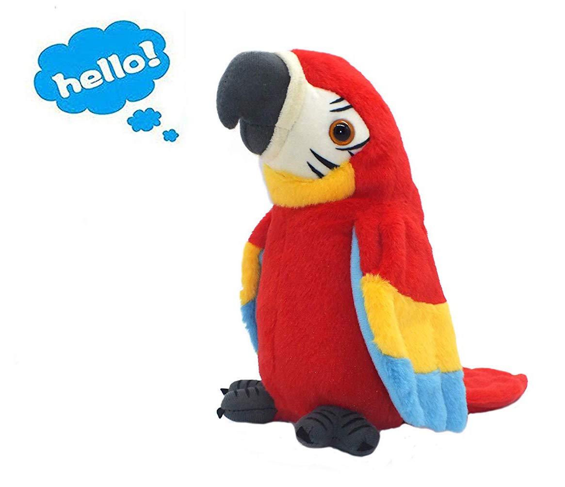 QDD Talking Parrot Repeats What You Say Mimicry Pet Toy Plush Buddy Children Gift (Red)