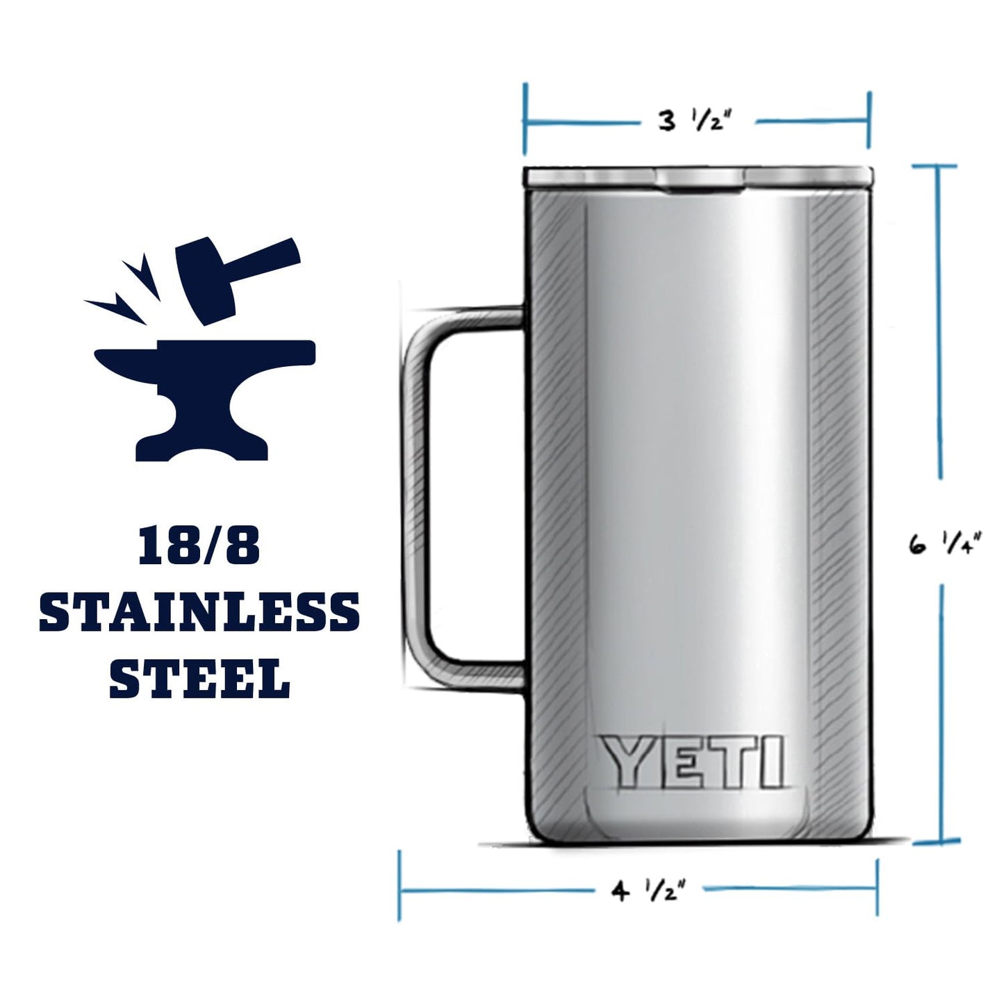 YETI Rambler 24 oz Mug, Vacuum Insulated, Stainless Steel with MagSlider Lid, Cape Taupe