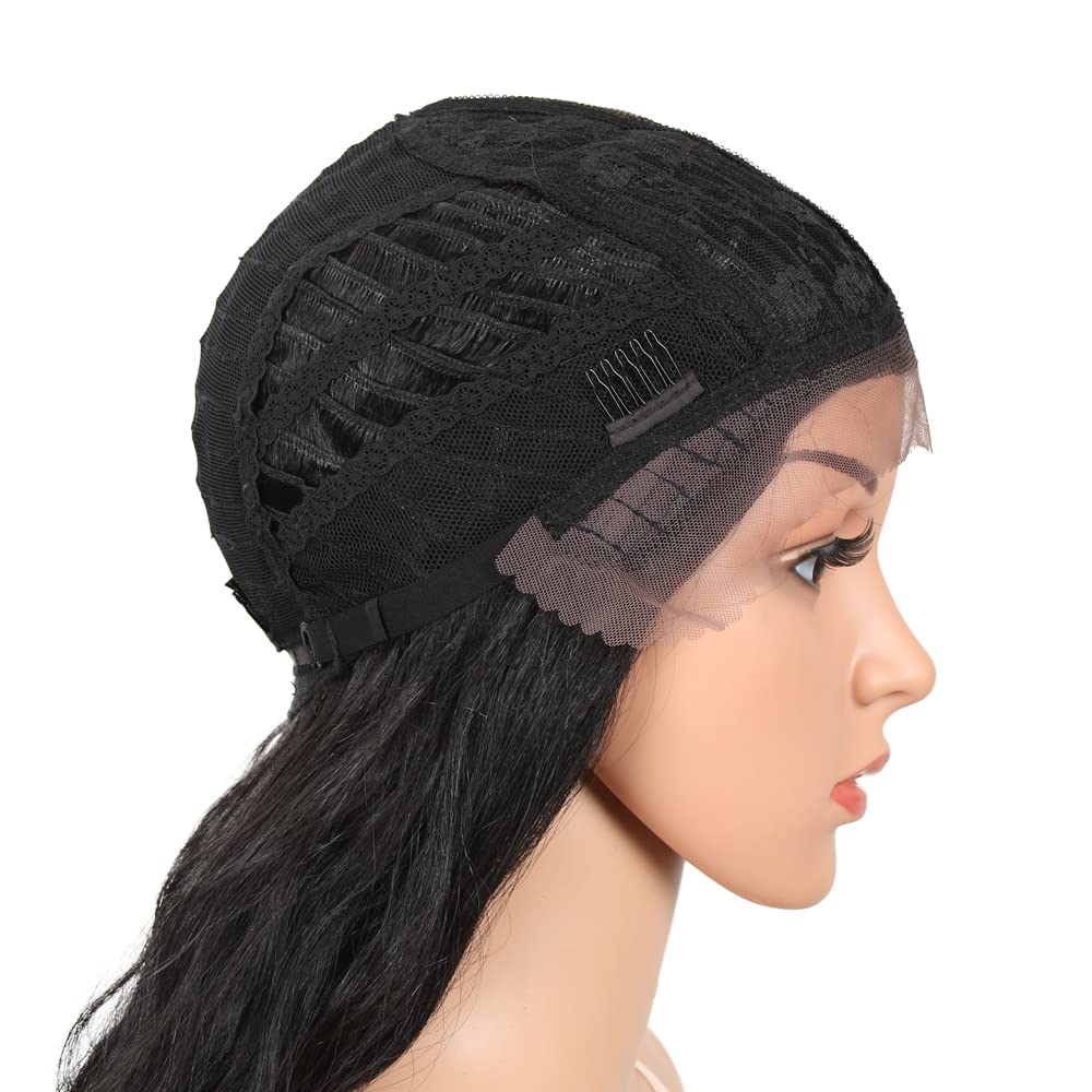 Style Icon 41” Lace Front Wigs Long Wavy Synthetic Wigs with Baby Hair Half Hand Tied 130% Density Wigs (41", 1B)