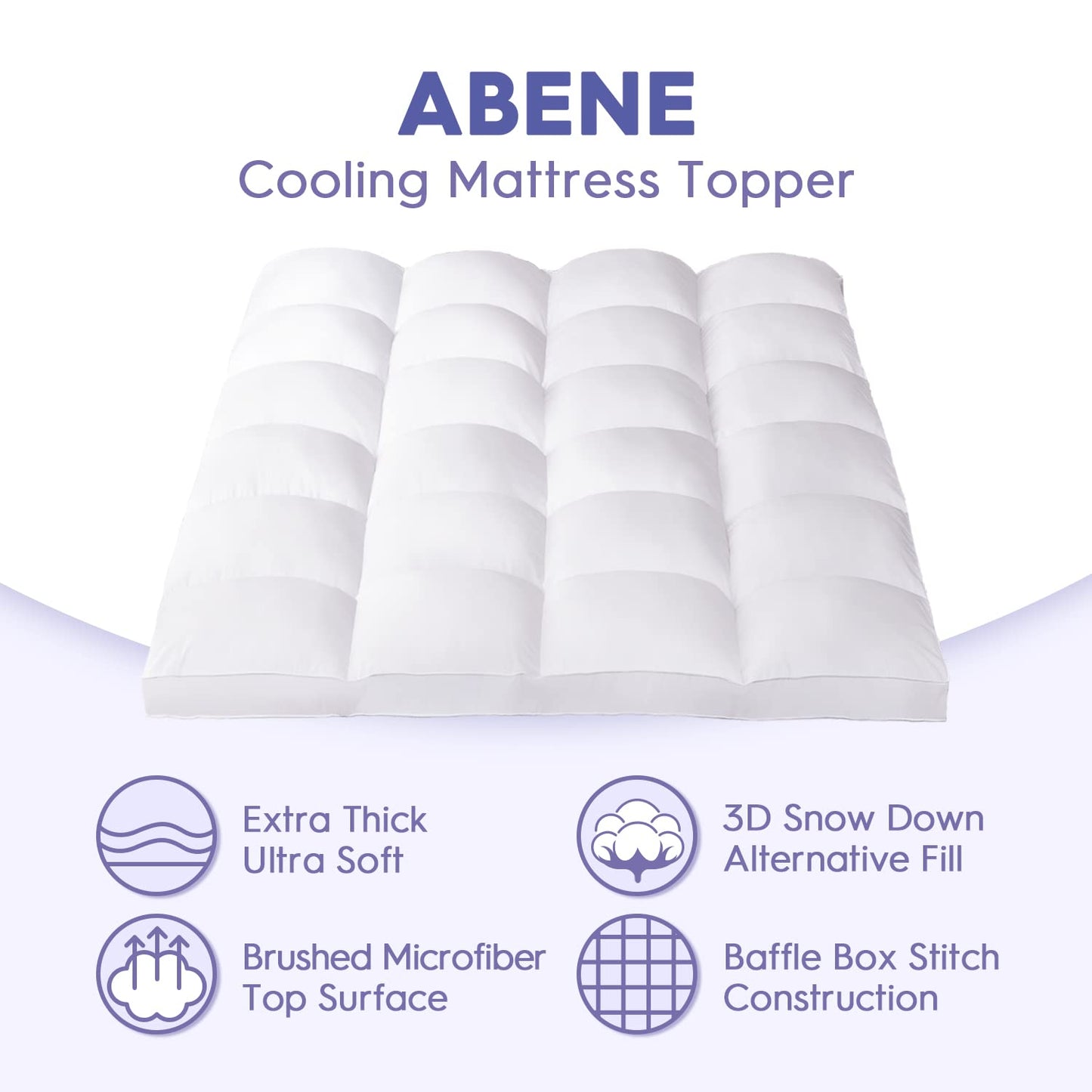 ABENE RV Short Queen Mattress Topper for Back Pain Relief, Extra Thick Mattress Pad Pillowtop, Soft Plush Mattress Cover Bed Topper with Deep Pocket, Overfilled Down Alternative Filling, White