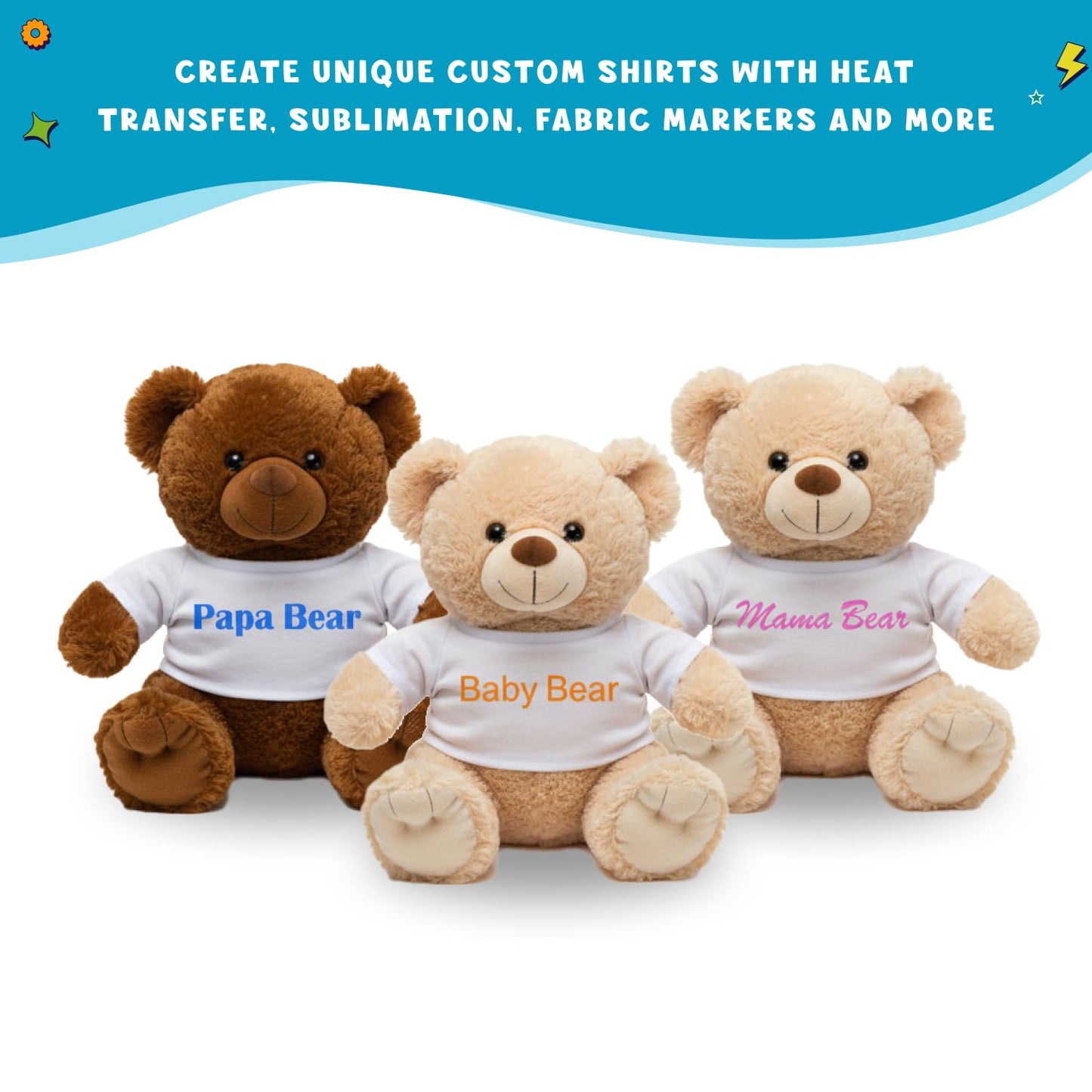 Teddy Get Ready Stuffed Animal T-Shirt, 25 pcs., White