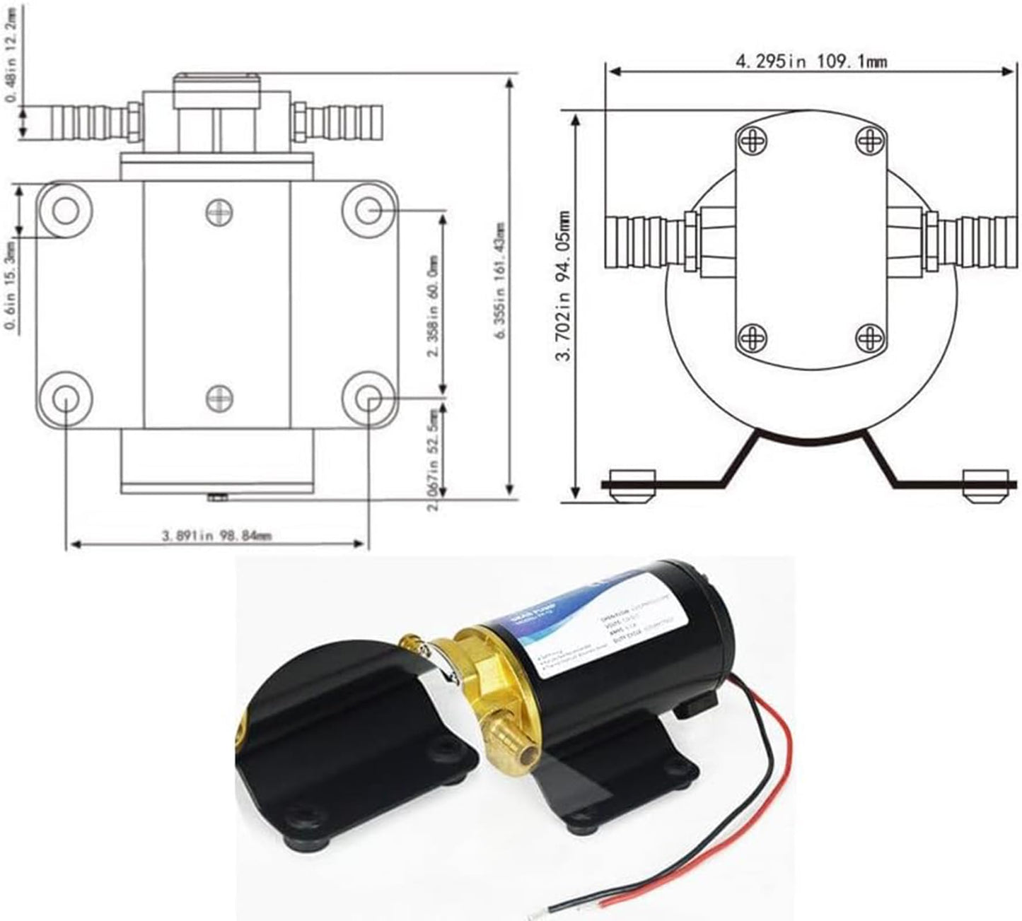 12V Oil Transfer Pump, 3.2GPM Gear Oil Pump, Lubricant Diesel Engine Scavenge Oil Extractor Pump, Portable Oil Suction Pump Self Priming for Marine Machinery Oil Change Pump
