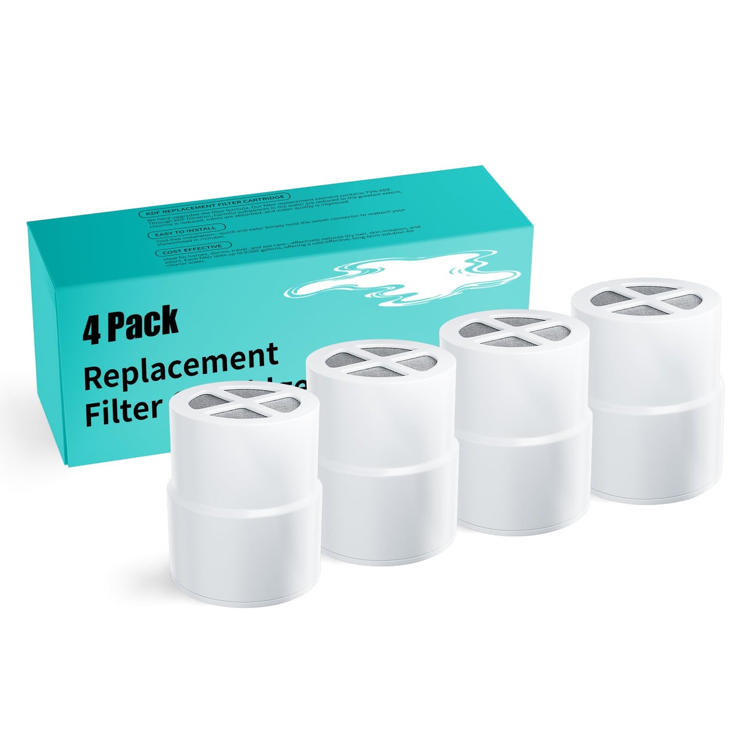 4-Pack Replacement Filter for JOLIE Shower Head, Compatible with JOLIE Shower Filter Cartridge, Reduces Chlorine, Heavy Metals & Impurities, Softens Skin & Hair
