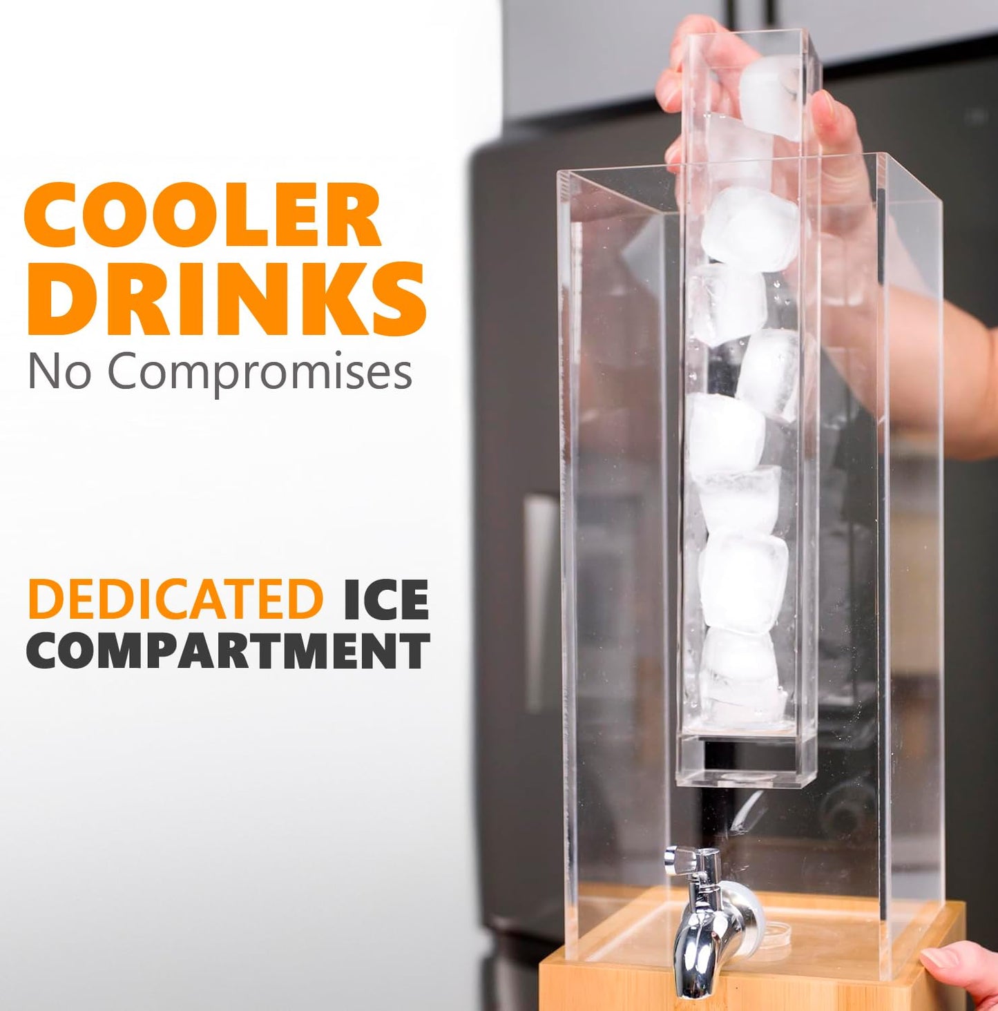 Ksestor ACRYLIC Drink Dispenser - 1.25 GALLON - Beverage Dispenser with Stand - Ideal Drink Dispenser for Parties - Water Dispenser - Hosting Essentials