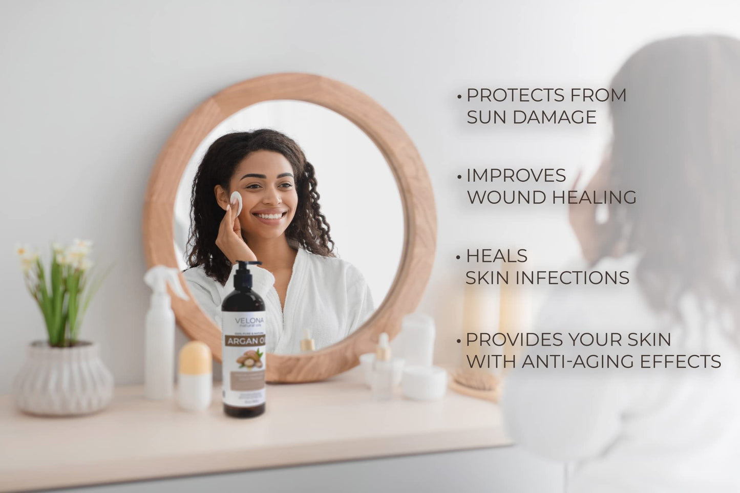 velona Argan Oil - 64 Fl Oz | 100% Pure and Natural | Morocco Oil | Stimulate Hair Growth, Skin, Body and Face Care | Nails Protector | Unrefined, Cold Pressed