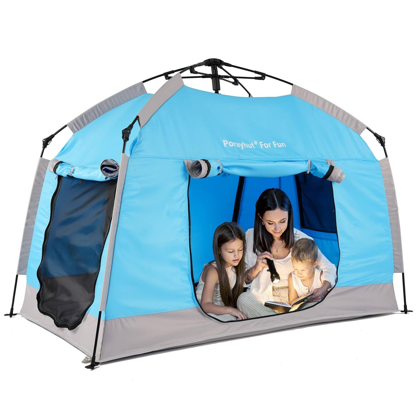 Easy Set Up Kids Playhouse with Nice LED Light Strip and 3 Large Opens,Portable Children Play Tent & Privacy Room for Indoor & Outdoor Games with Carry Bag-Free Space for Toddlers-Birthday Gifts