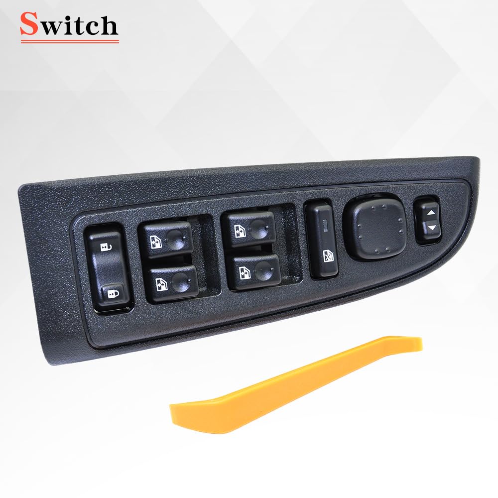 Driver Side Door Lock 15883323 and Master Power Window Switch&Bezel Assembly Compatible with 2003 2004 2005 2006 2007 2008 Chevy Avalanche Silverado Suburban Tahoe Cadillac Escalade GMC Yukon 15181220