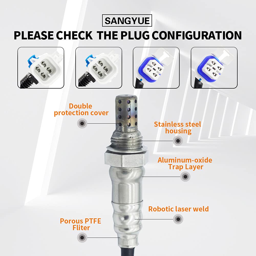 Sangyue 4X Oxygen O2 Sensor for 2008-2013 Chevrolet Silverado 1500 Tahoe Suburban 1500 Upstream + Downstream