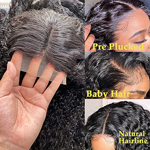 Jasperel Deep Wave Lace Front Wigs Human Hair 4x4 Hd Lace Closure Wigs for Black Women 24 inch Glueless Deep Curly Wet and Wavy Wig Pre Plucked Bleach Knots with Baby Hair Natural Color